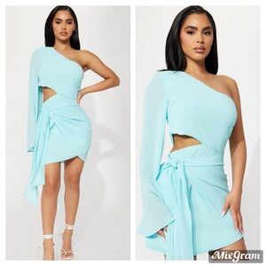 Fashion Nova Estella Lane Mini Dress - Light Blue
